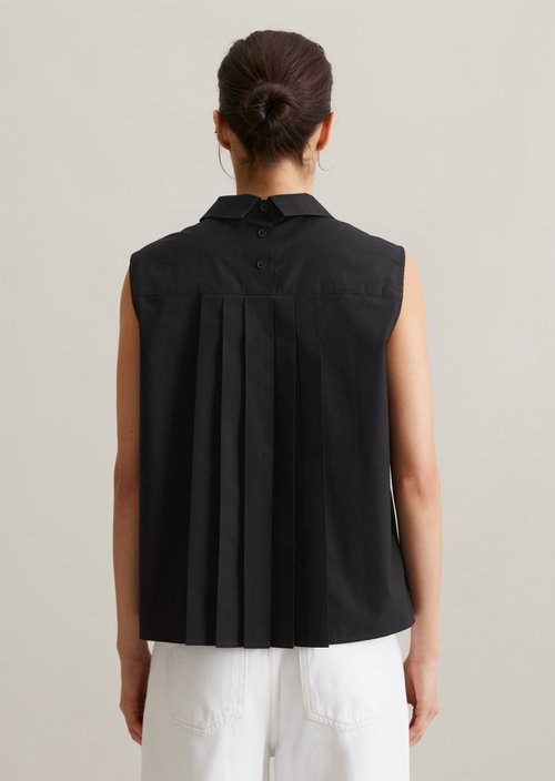 Sleeveless poplin blouse regular — Black