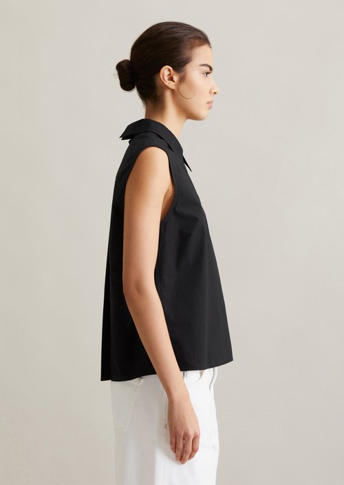 Sleeveless poplin blouse regular — Black