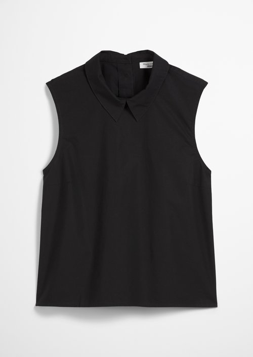 Sleeveless poplin blouse regular — Black