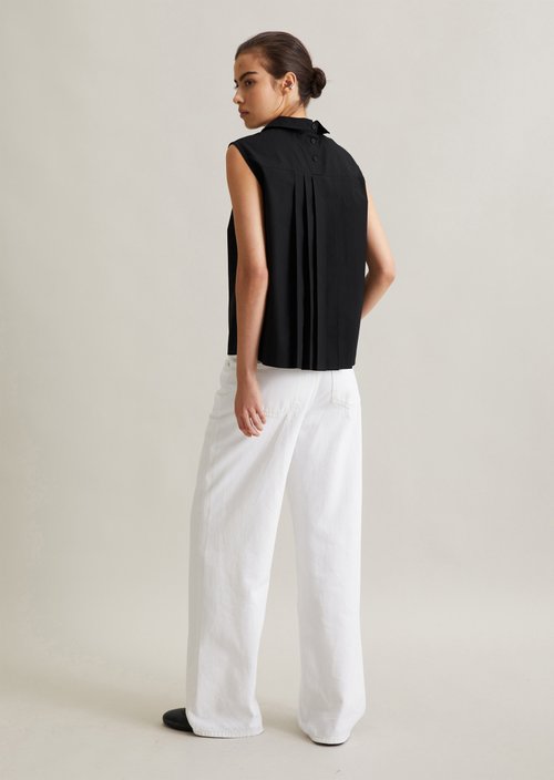 Sleeveless poplin blouse regular — Black