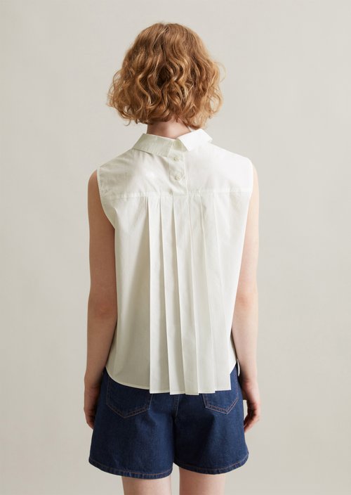 Sleeveless poplin blouse regular — Silky White