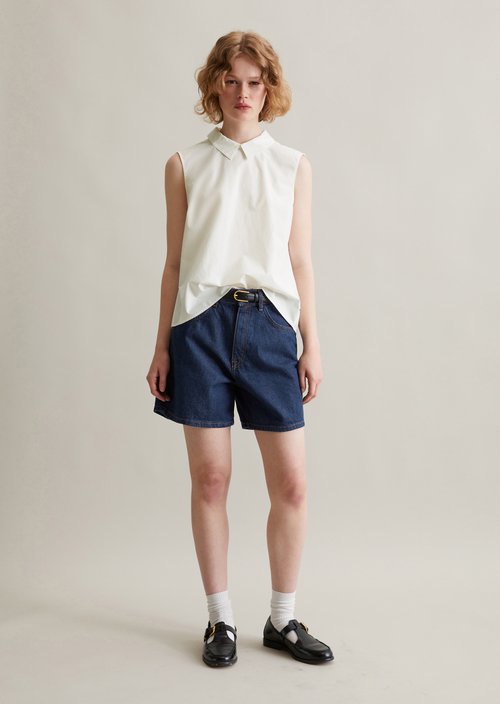 Sleeveless poplin blouse regular — Silky White