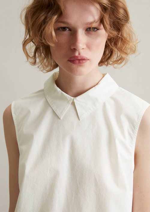 Sleeveless poplin blouse regular — Silky White