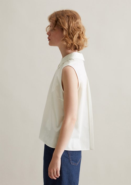 Sleeveless poplin blouse regular — Silky White