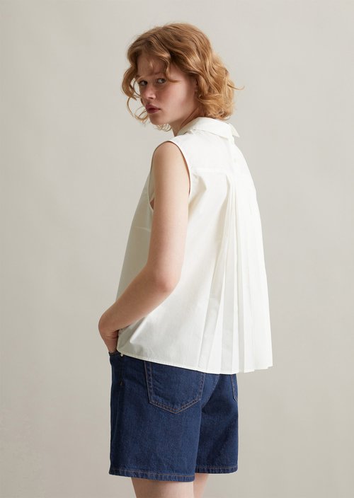 Sleeveless poplin blouse regular — Silky White