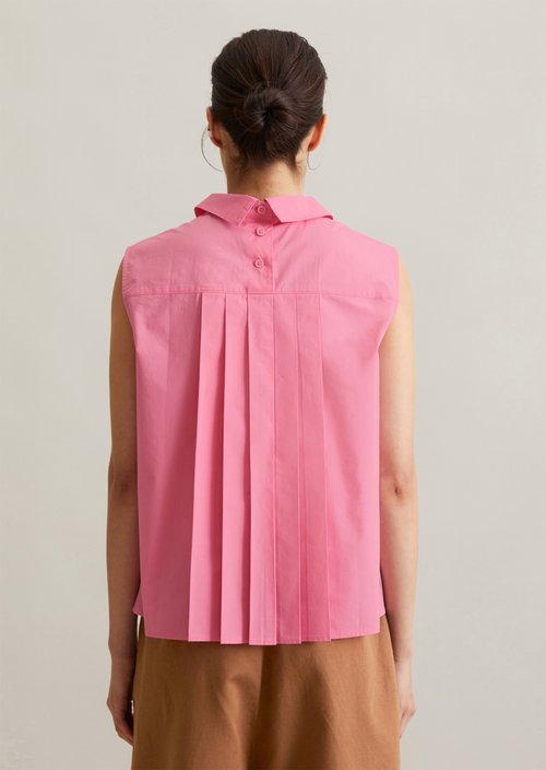 Sleeveless poplin blouse regular — Soft Pink