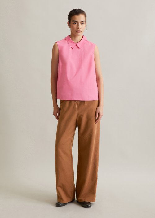 Sleeveless poplin blouse regular — Soft Pink