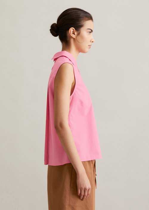 Sleeveless poplin blouse regular — Soft Pink