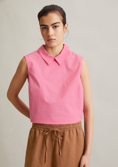 Sleeveless poplin blouse regular — Soft Pink
