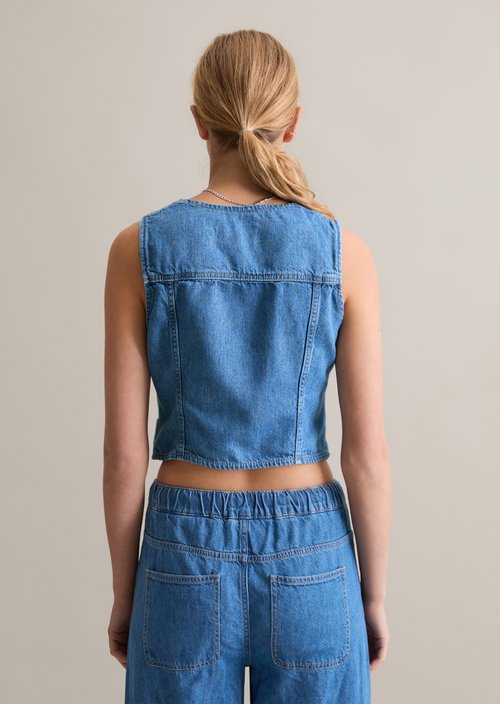 Regular denim vest — Aqua