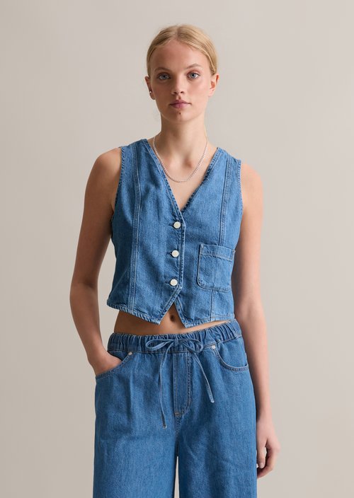 Regular denim vest — Aqua