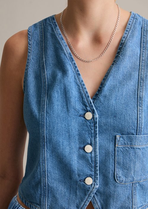 Regular denim vest — Aqua