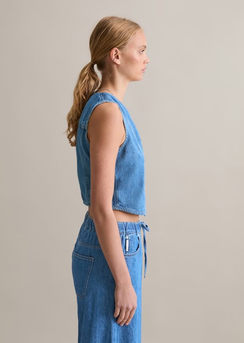 Regular denim vest — Aqua
