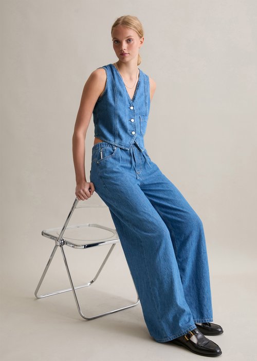 Regular denim vest — Aqua