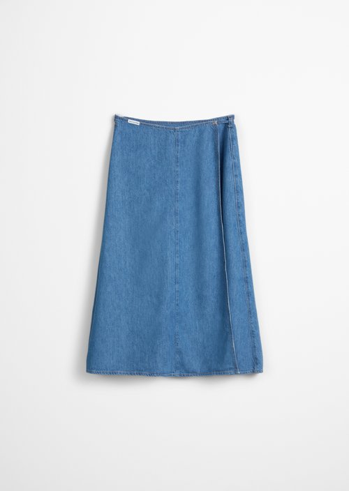 Denim wrap skirt wide — Aqua
