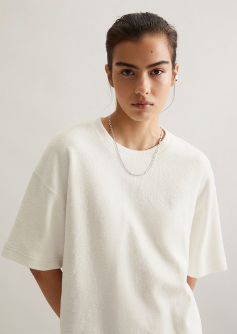 Marc O'Polo Relaxed badstof T-shirt, Dames, wit, M, 100% Katoen