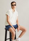 Marc O'Polo Frottee-Poloshirt wide, Damen, weiss, Gr. xs, 100% Baumwolle