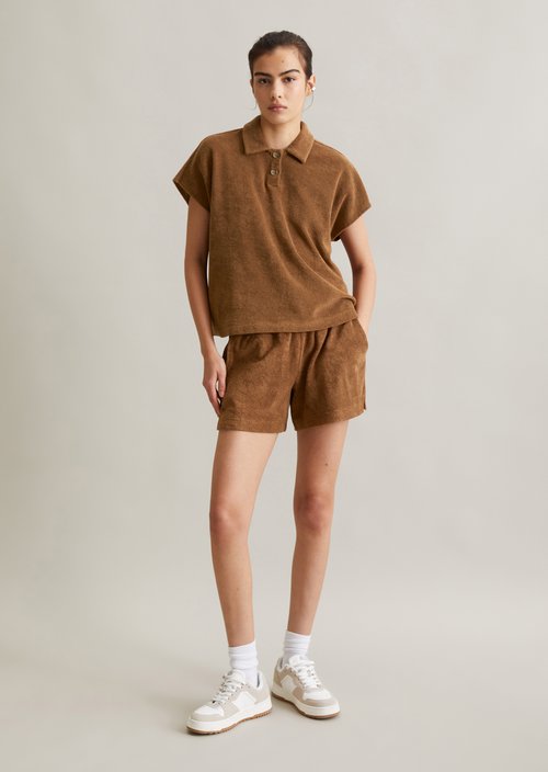 Terry polo shirt wide — Melted Chocolate