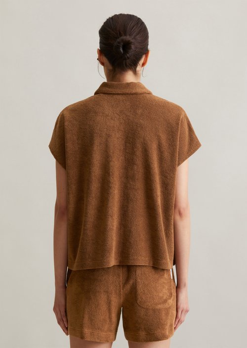 Terry polo shirt wide — Melted Chocolate