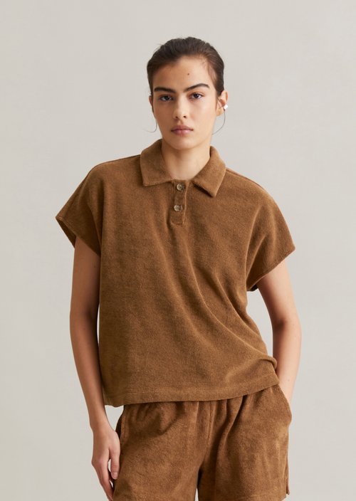 Terry polo shirt wide — Melted Chocolate