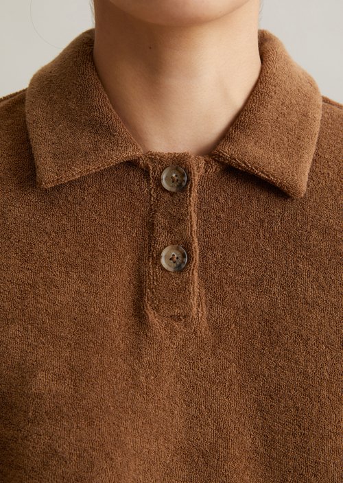 Terry polo shirt wide — Melted Chocolate