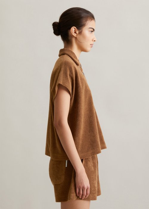 Terry polo shirt wide — Melted Chocolate