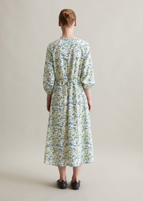 Relaxed crinkle print dress — Medium Blue