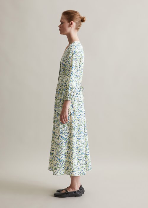Relaxed crinkle print dress — Medium Blue