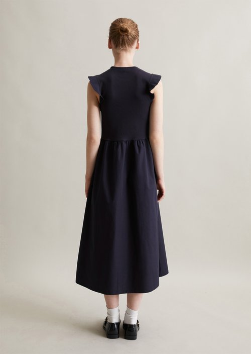 Flounce jersey dress flared — Blue Depths