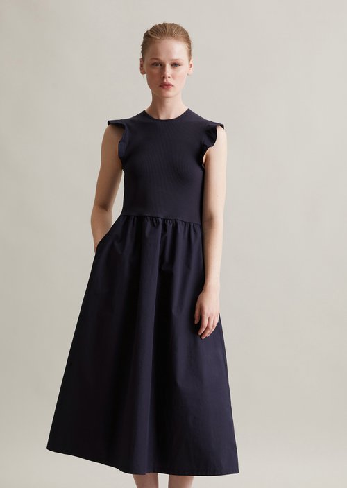 Flounce jersey dress flared — Blue Depths