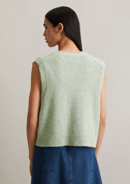 Sleeveless knitted vest regular — Elm Green
