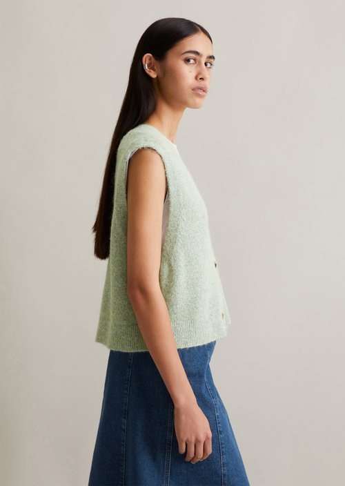 Sleeveless knitted vest regular — Elm Green