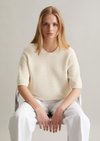 Marc O'Polo Kurzarm-Pullover regular, Damen, weiss, Gr. m, 100% Baumwolle