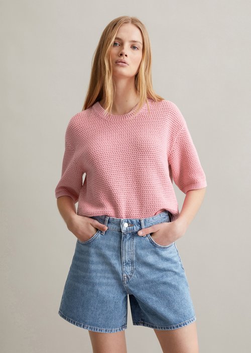 Regular short-sleeved sweater — Soft Pink