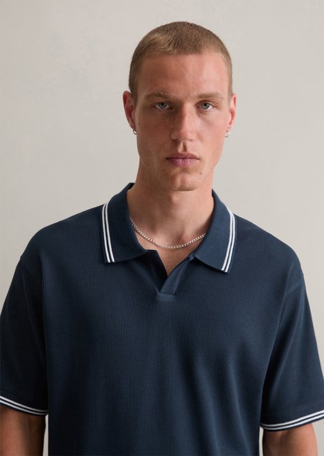 Marc O'Polo Regular polo, Heren, blauw, L, 100% Katoen