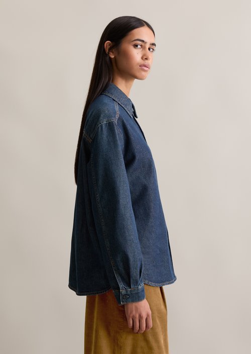 Regular denim blouse — Dark Blue