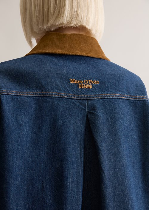 Barn-style loose denim jacket — Dark Blue