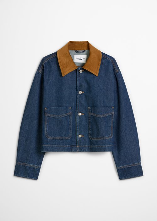 Barn-style loose denim jacket — Dark Blue