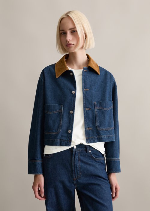 Marc O'Polo Los spijkerjack in schuurstijl, Dames, blauw, Xs, 100% Katoen