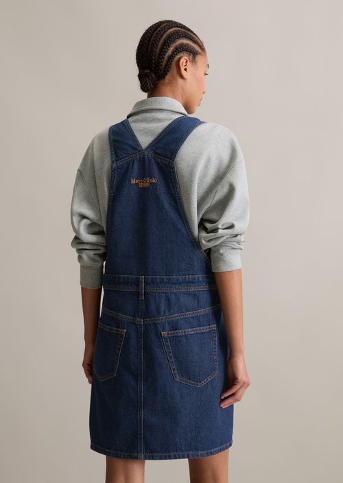 Short dungaree dress loose — Dark Blue
