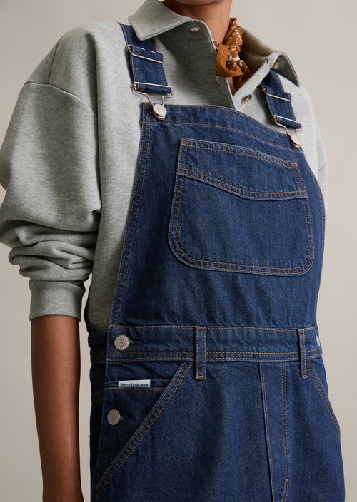 Short dungaree dress loose — Dark Blue