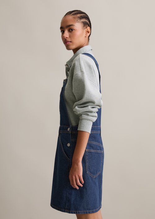 Short dungaree dress loose — Dark Blue