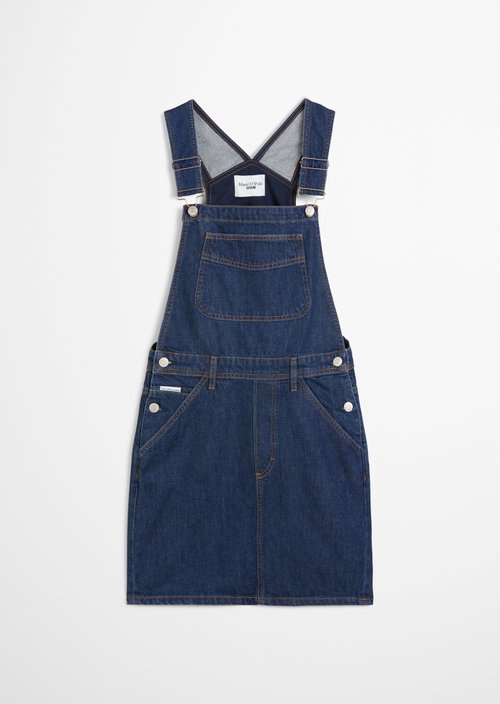 Short dungaree dress loose — Dark Blue