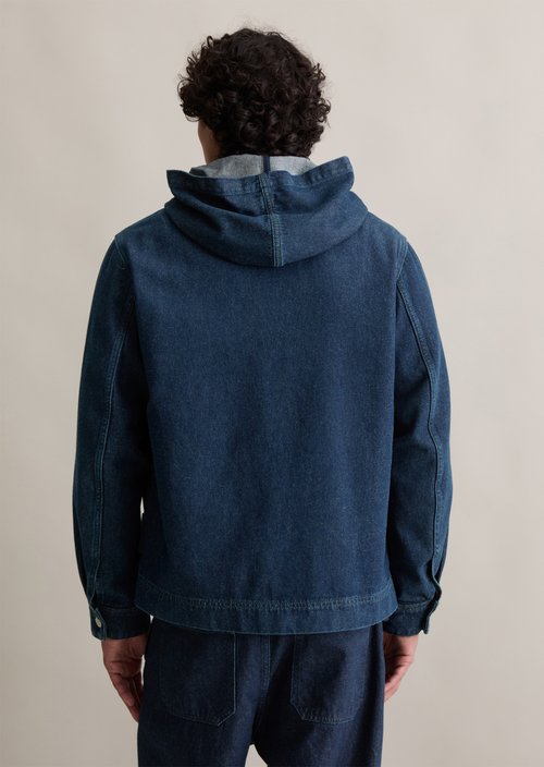 Regular hooded denim jacket — Dark Blue (alternate view)