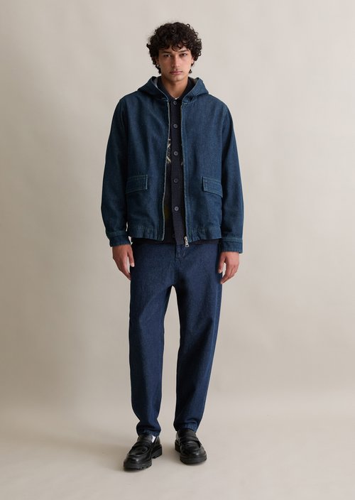 Regular hooded denim jacket — Dark Blue
