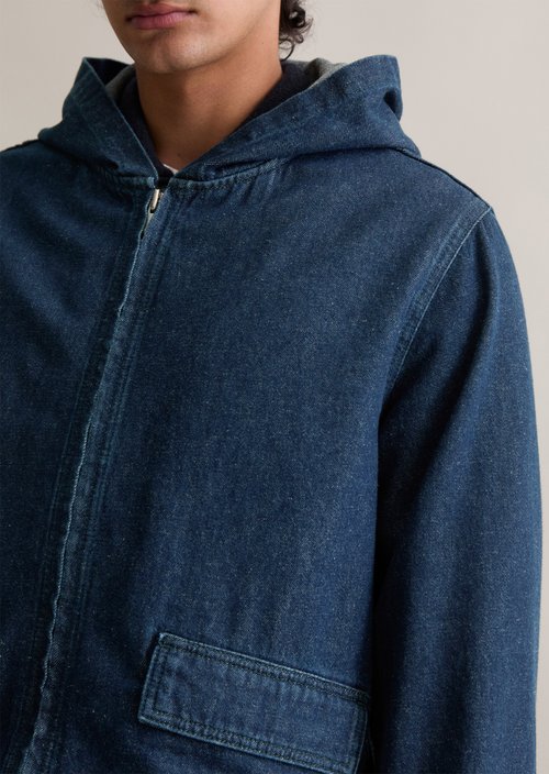 Regular hooded denim jacket — Dark Blue