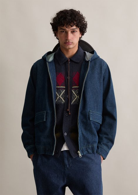 Marc O'Polo Regular spijkerjas met capuchon, Heren, blauw, Xxl, 89% Katoen, 11% Brandnetelvezel