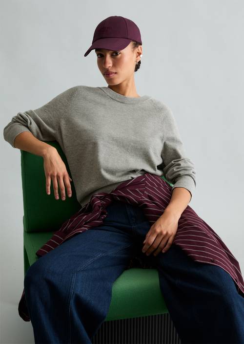 Strickpullover regular Stone Melange in Frontalansicht