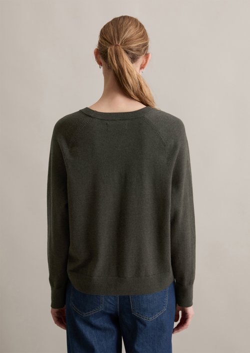 Knitted sweater regular — Dark Green Melange