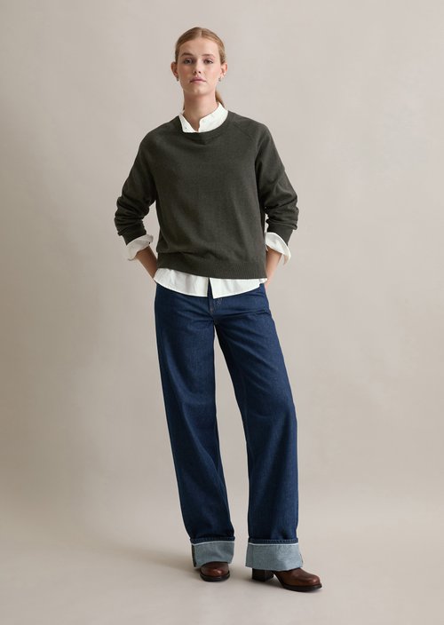 Knitted sweater regular — Dark Green Melange